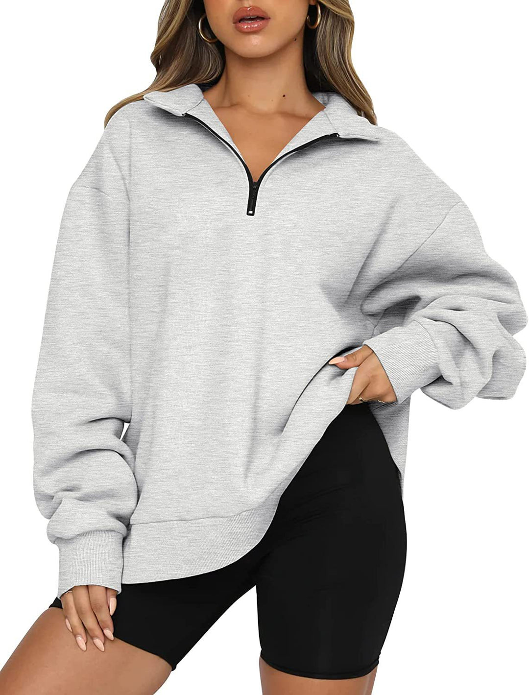 Women’s hoodie with half zipper and relaxed fit Lune London
