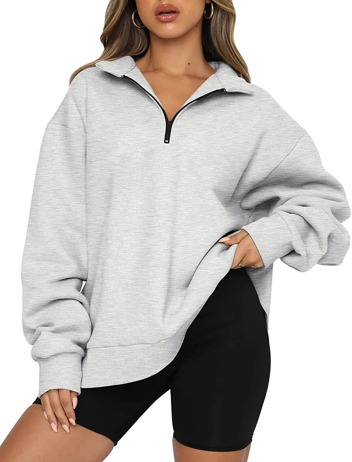 Women’s hoodie with half zipper and relaxed fit Lune London