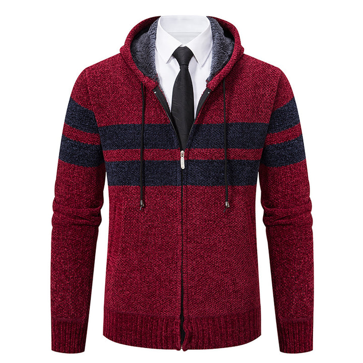 Hooded sweatshirt for men with modern zipper and practical fleece lining Lune London