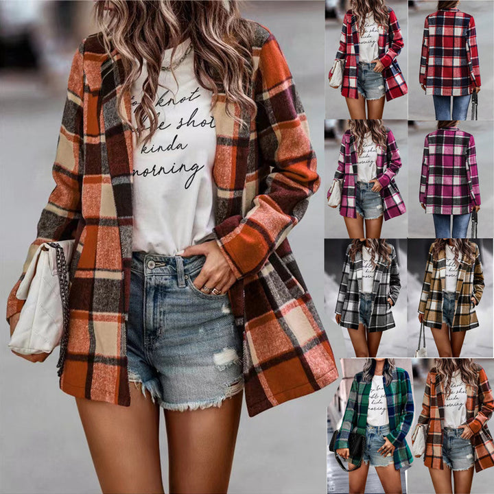 Ladies trendy wool jacket with tartan pattern Lune London