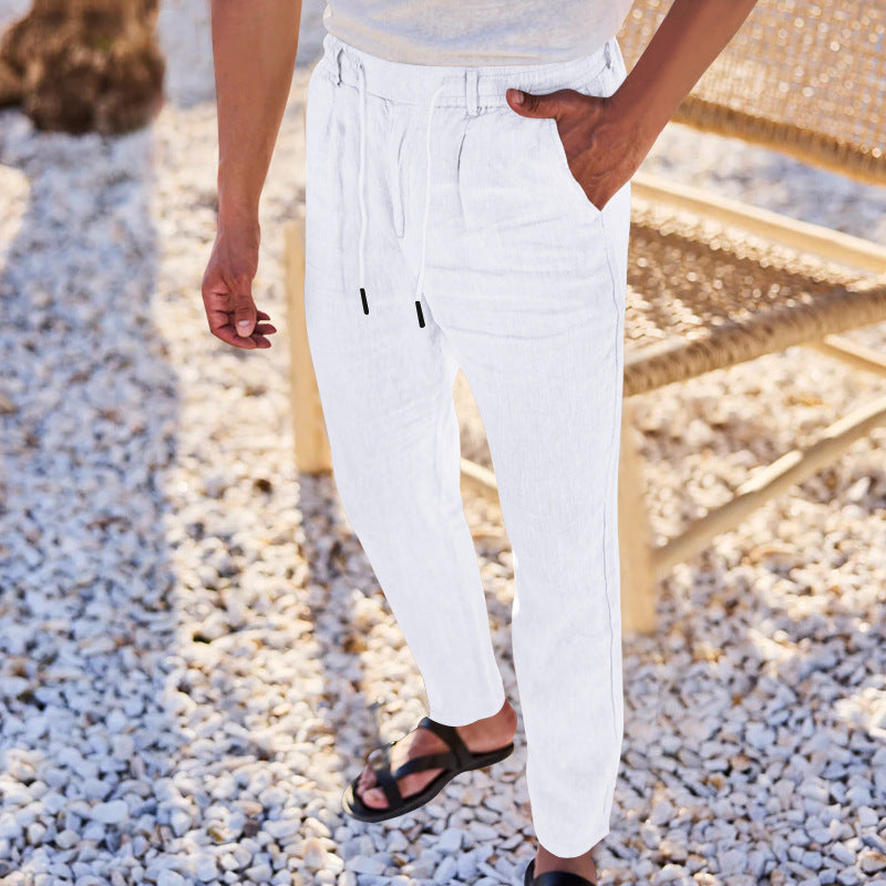 Men's casual pants with elastic waistband and side pockets. Lune London