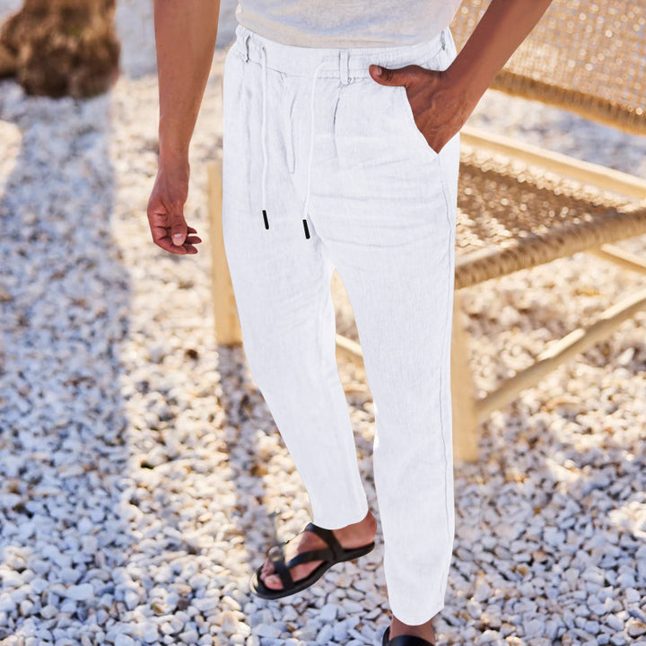 Men's casual pants with elastic waistband and side pockets. Lune London