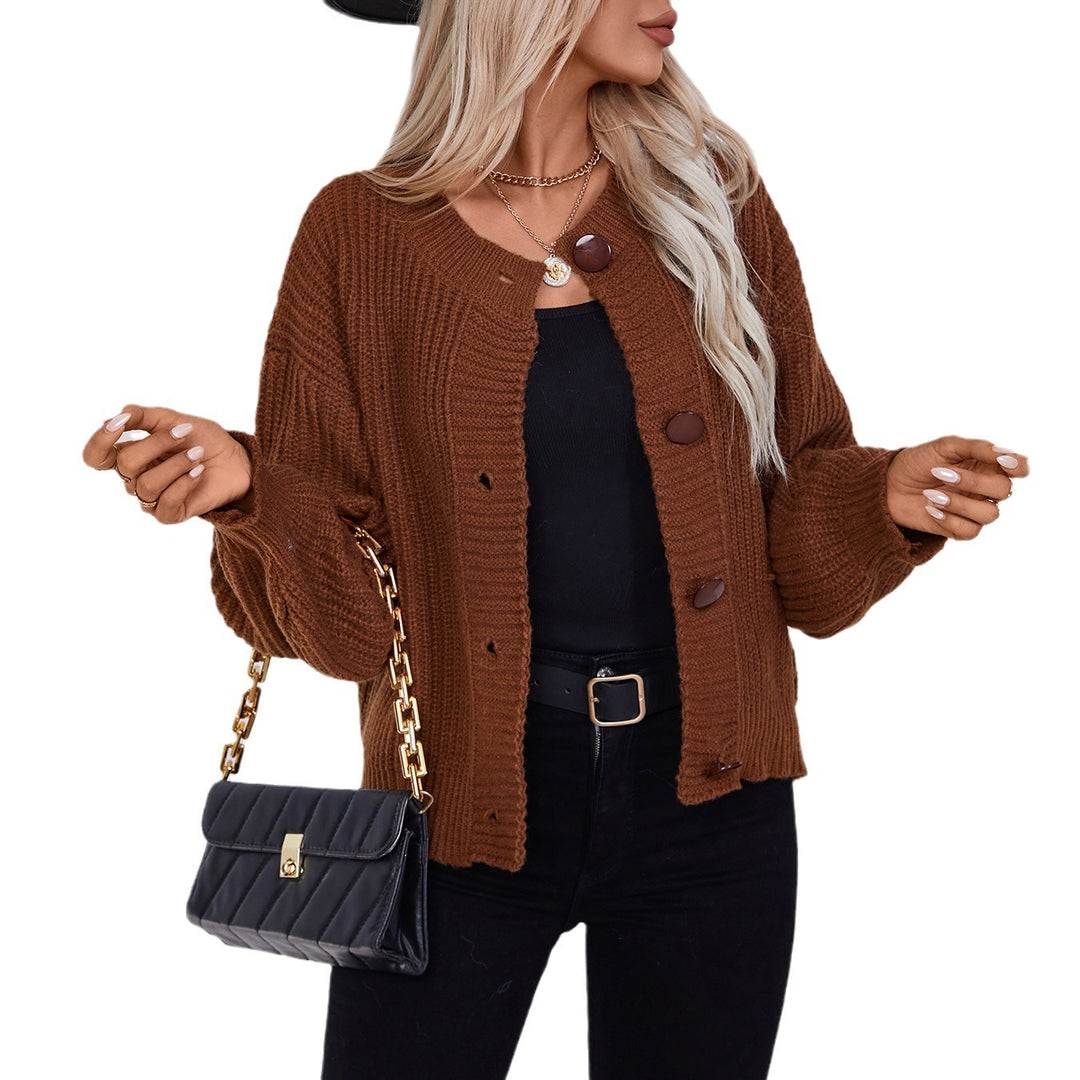Ladies comfortable knit cardigan with large buttons and a relaxed fit Lune London