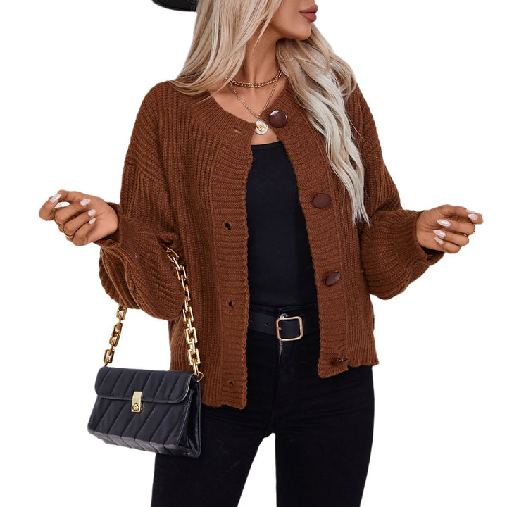 Ladies comfortable knit cardigan with large buttons and a relaxed fit Lune London