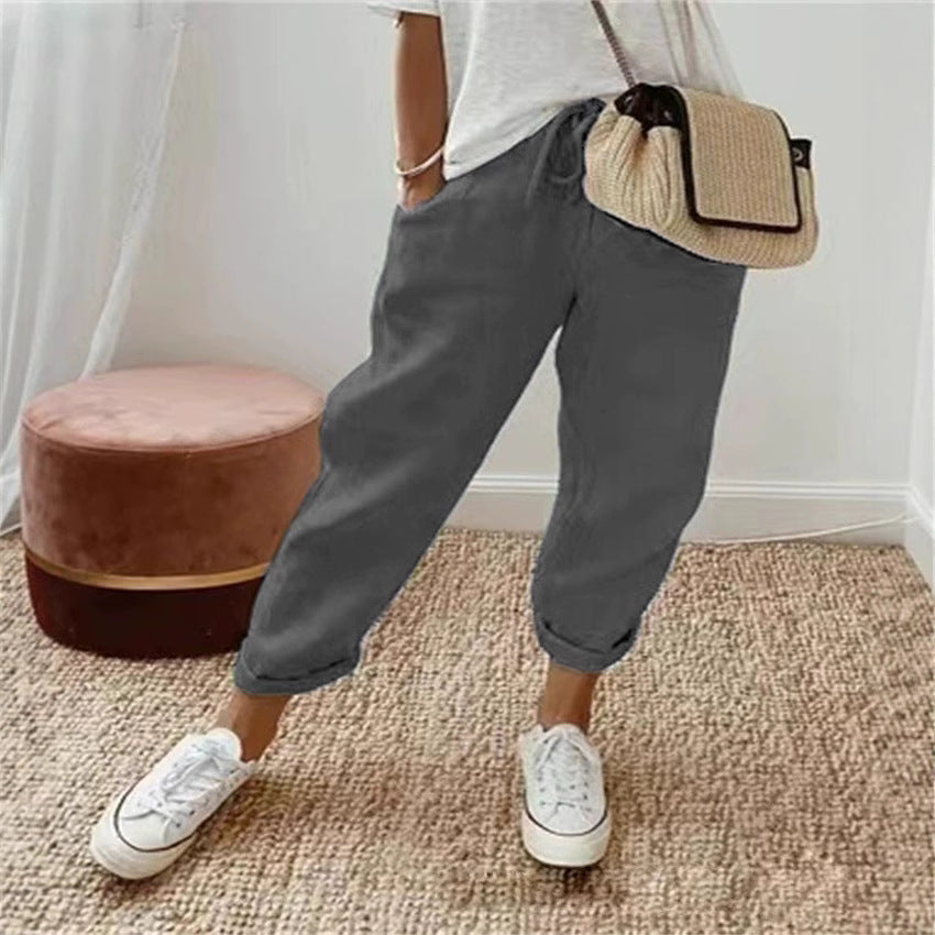 Casual and comfortable chino pants for women with elastic waistband Lune London