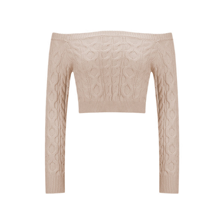 Women's knit top with off-the-shoulder neckline and cable pattern Lune London