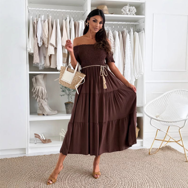 Off-the-shoulder ruffled maxi dress Lune London