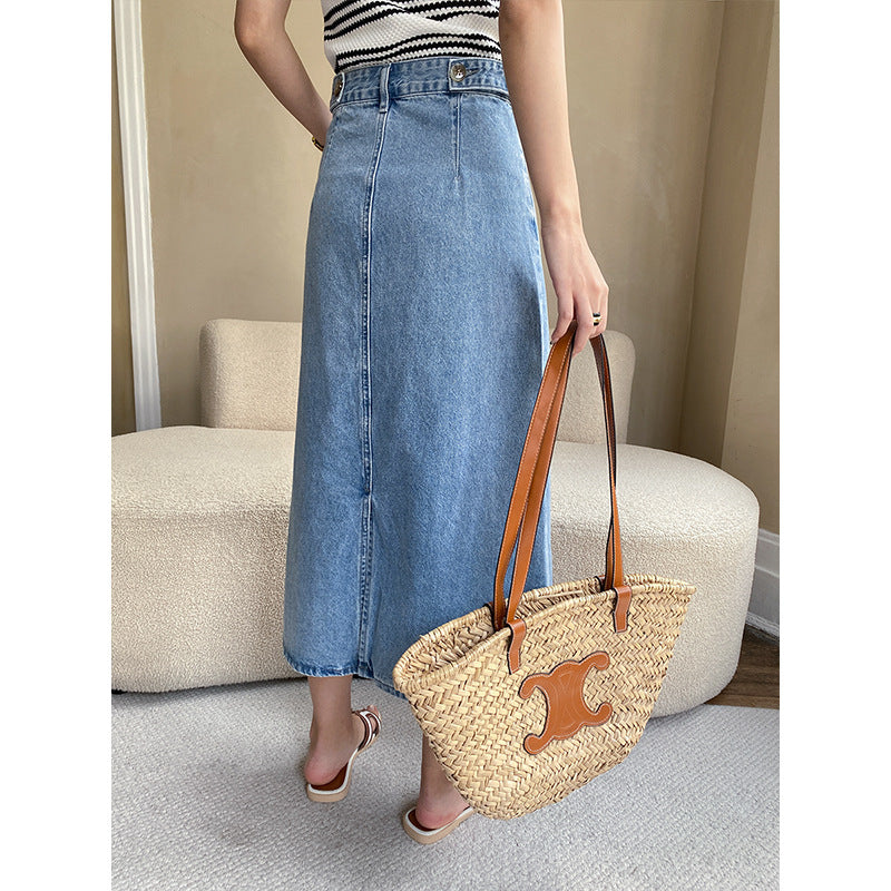 Ladies Elegant Long Denim Skirt Chic & Stil