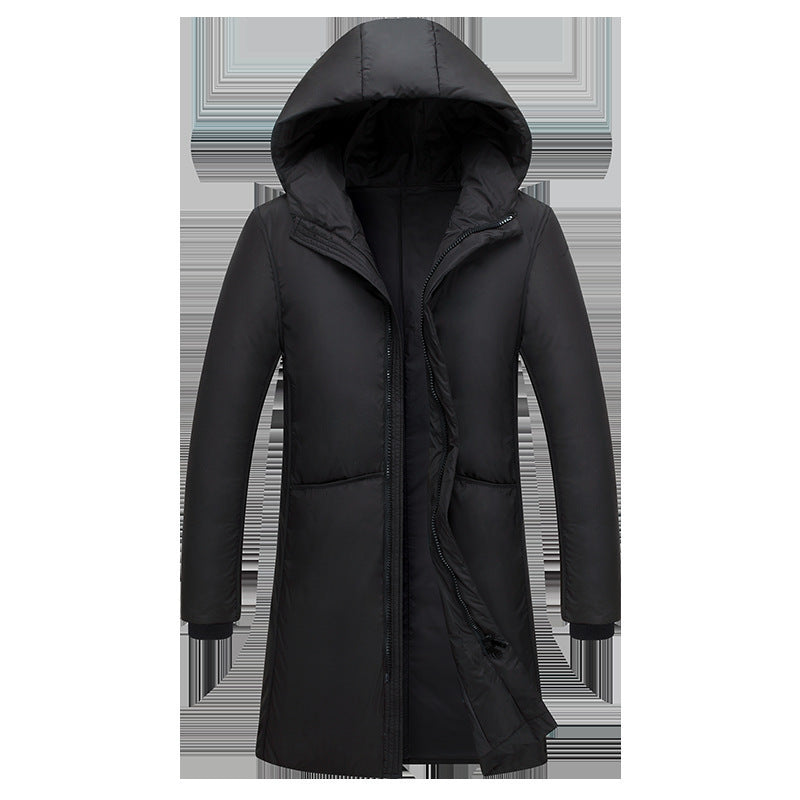 Ladies long down jacket with large hood and practical pockets Lune London