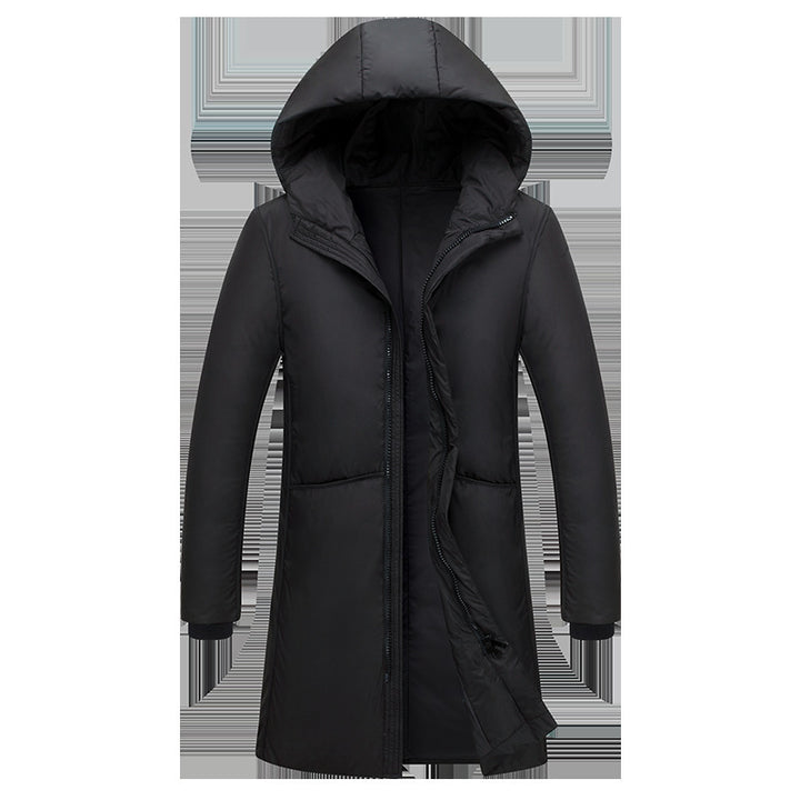 Ladies long down jacket with large hood and practical pockets Lune London