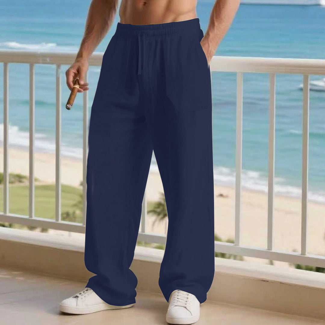 Men's leisure pants with elastic waistband and practical side pockets Lune London