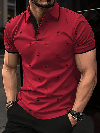Short sleeve polo shirt for men with Lune London pattern