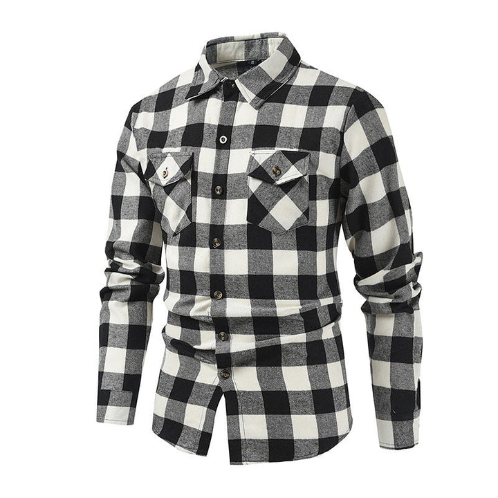 Men's Classic Flannel Shirts with Check Pattern and Practical Chest Pockets Lune London