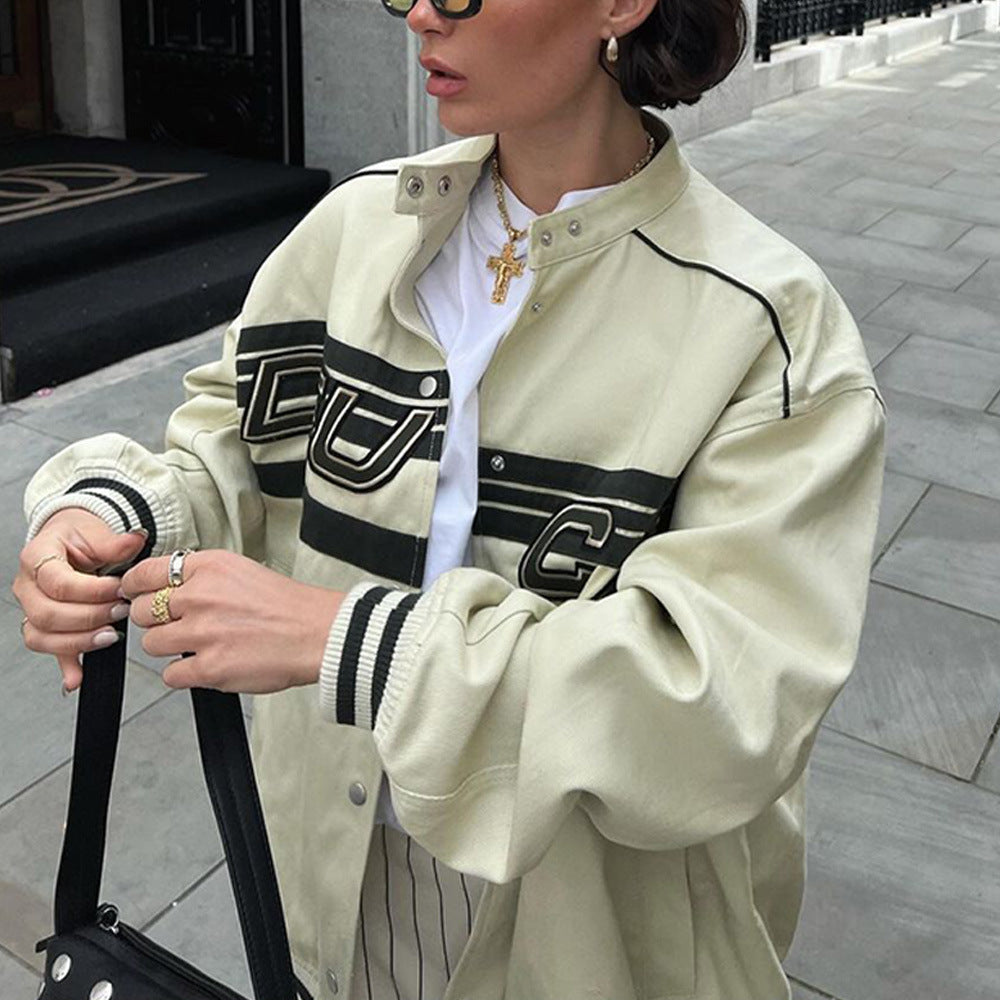 Oversized sporty jacket for women with contrasting logo Lune London