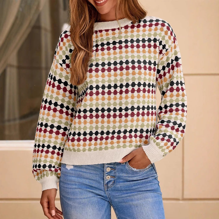 Ladies trendy casual knit sweater with graphic pattern Lune London
