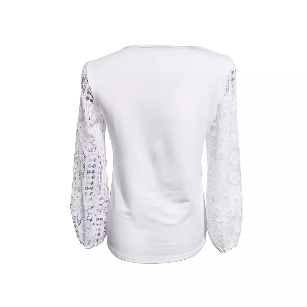 Blouse de créateur pour femmes avec inserts en dentelle et coupe élégante Chic & Stil