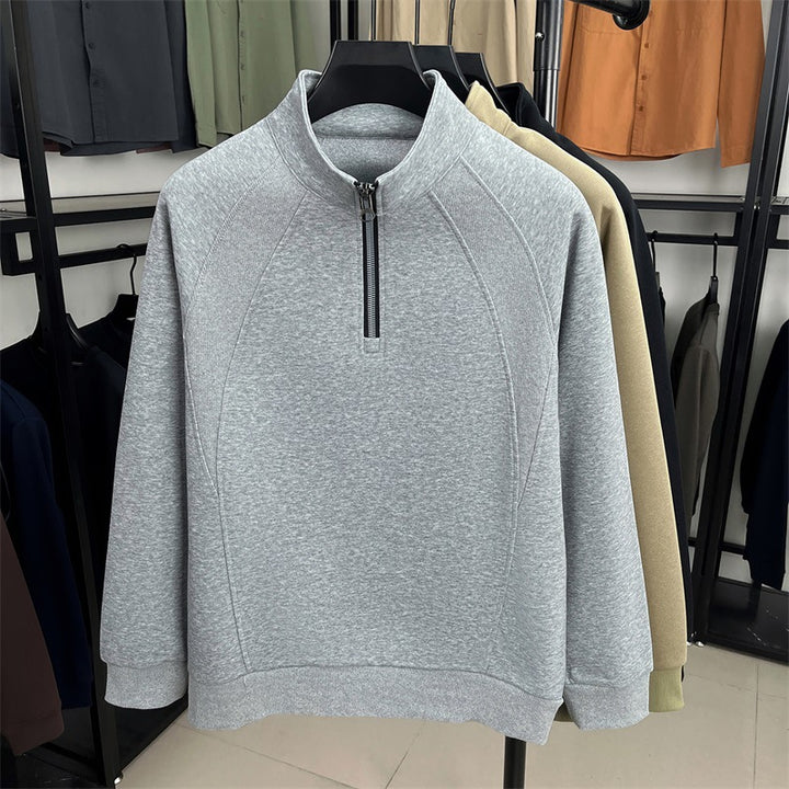 Trendy knitted sweater for men with high collar and zipper Lune London