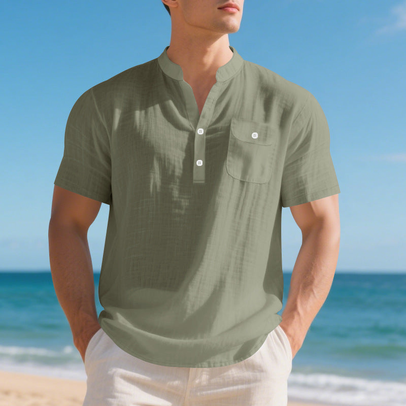 Fashion short sleeve shirt for men with button placket and chest pocket Lune London