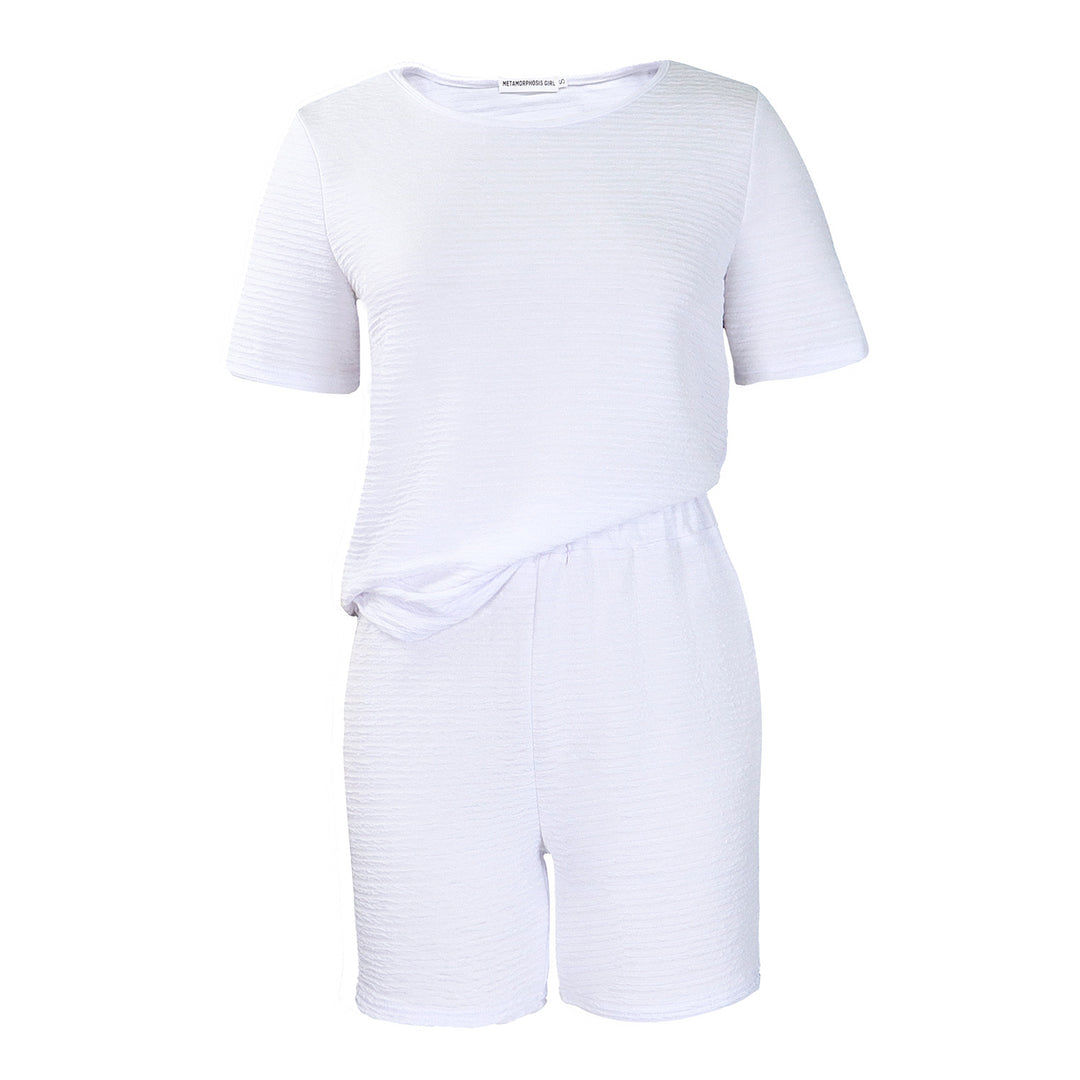 Casual short overall for women with texture and elastic waist Lune London