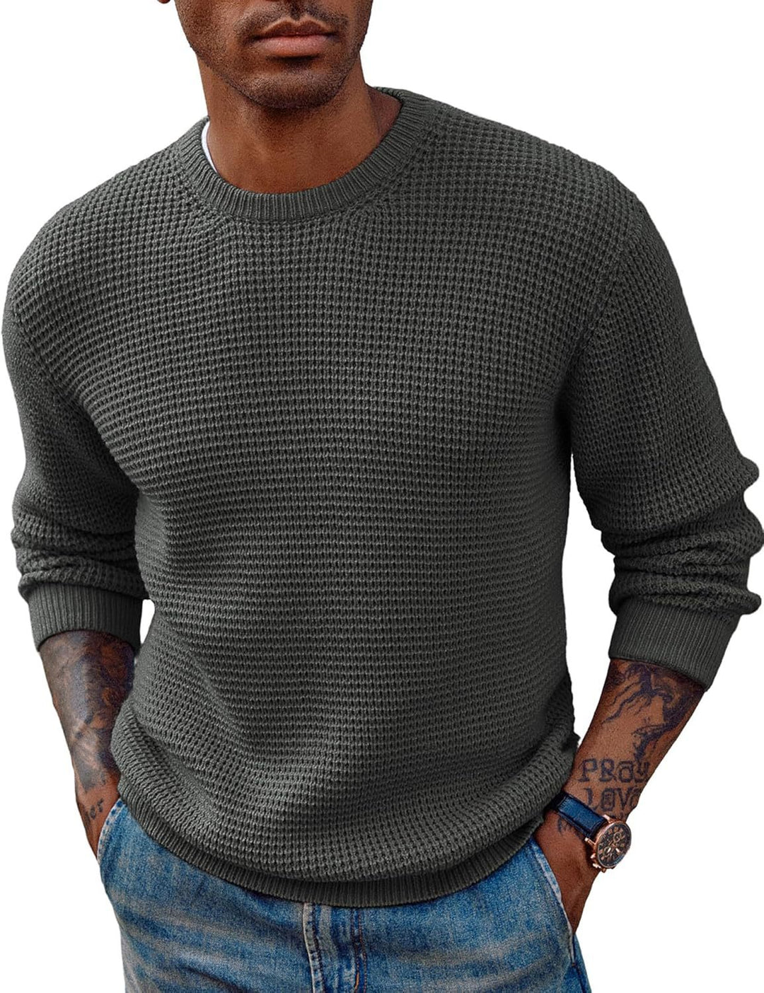 Men's knitted sweater with textured fabric Lune London