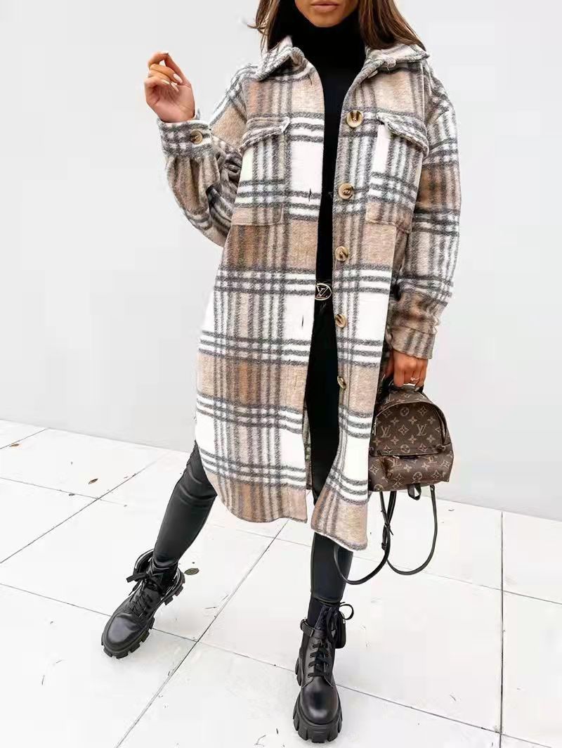 Women Oversized Checkered Shirt-Coat with Practical Pockets Lune London