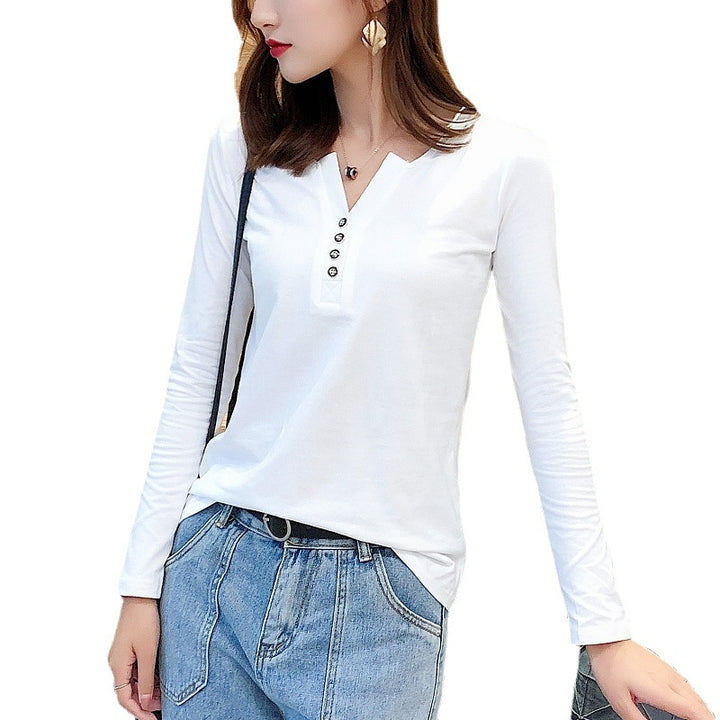 Women's long sleeve shirt with button placket and Femme-Style Chic & Stil