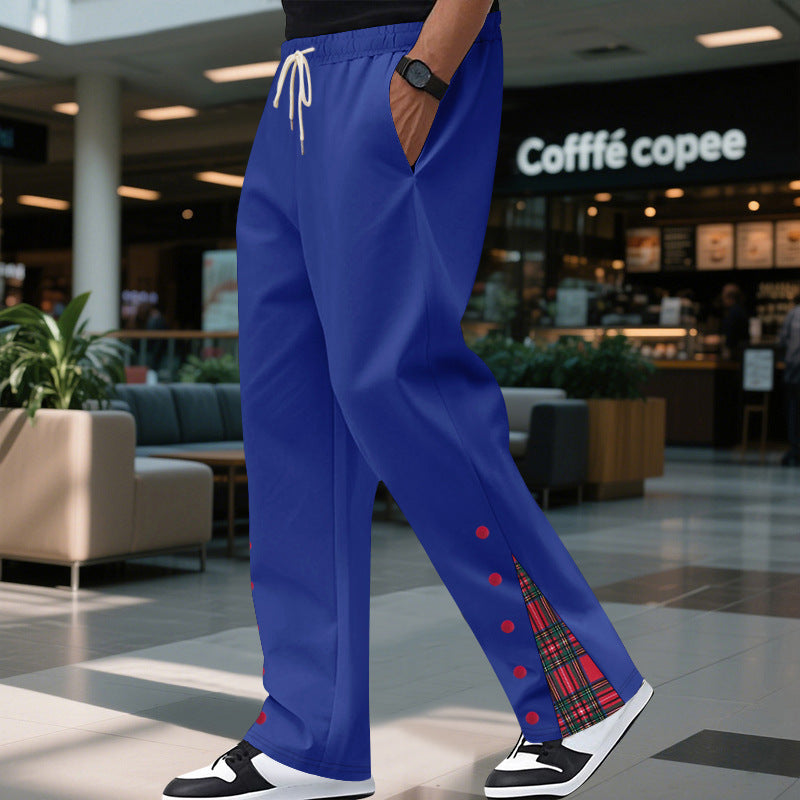 Comfortable casual pants for men with snap buttons on the sides and stylish plaid design Lune London