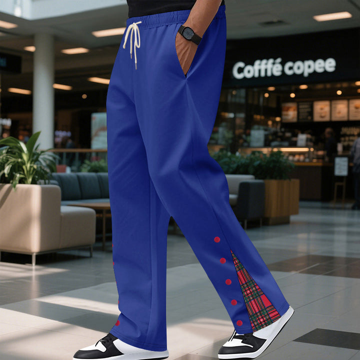 Comfortable casual pants for men with snap buttons on the sides and stylish plaid design Lune London