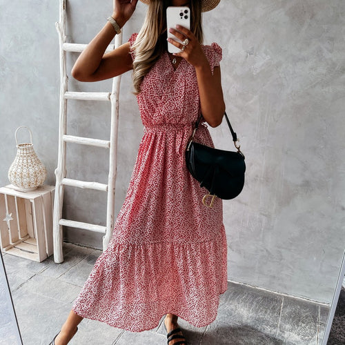 Lune London maxi dress with ruffled appliqué for women