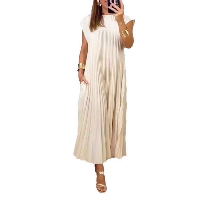 Robe maxi plissée élégante pour dames avec poches pratiques Chic & Stil