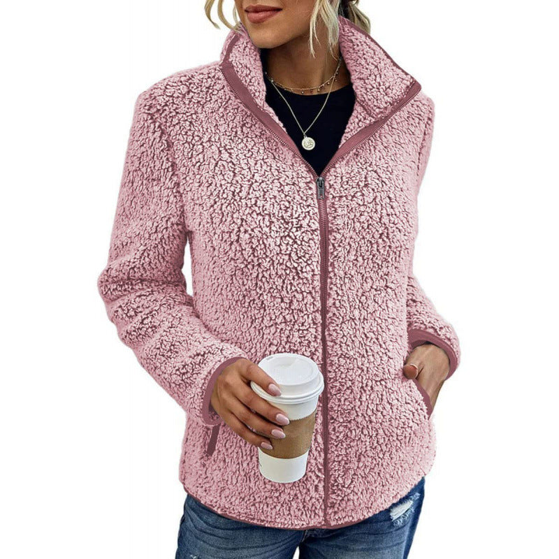 Soft fleece jacket for women with a high collar and side pockets Lune London