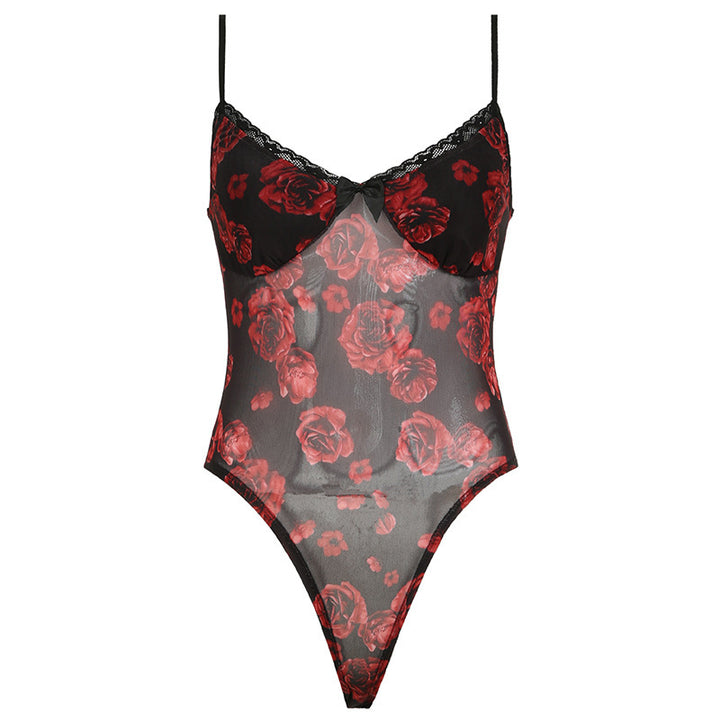 Women Lace bodysuit with rose pattern Lune London