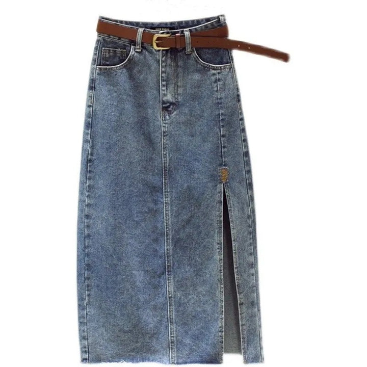 Jupe maxi en denim pour femmes avec fente latérale Chic & Stil