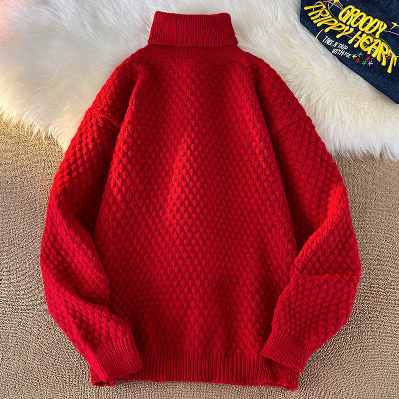 Pull femme en grosse maille avec col montant Lune London