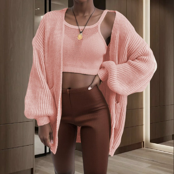 Ladies Large knitted jacket with voluminous sleeves and practical pockets Lune London