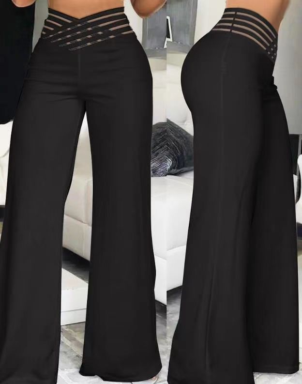 Ladies Elegant High Waist Palazzo Pants with Chic Cut-Out Details