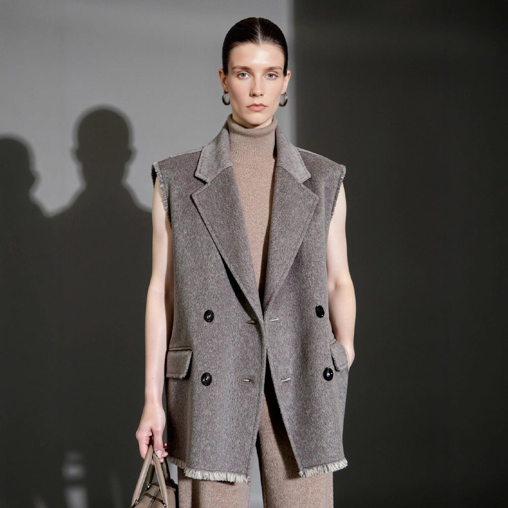 Gilet élégant et décontracté pour femmes avec double rangée de boutons Chic & Stil