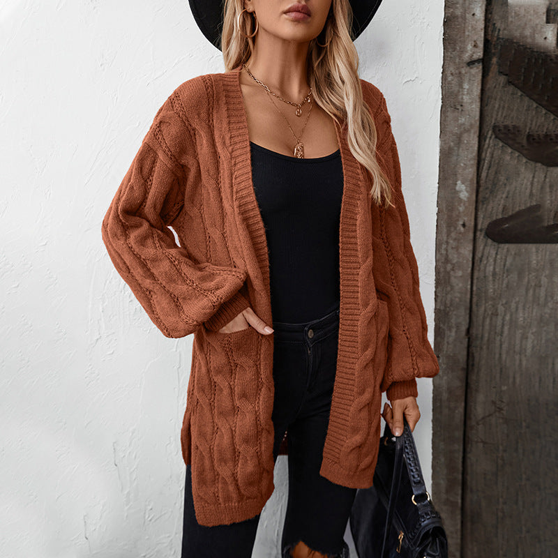 Women's knitted jacket with an elegant braided pattern Lune London