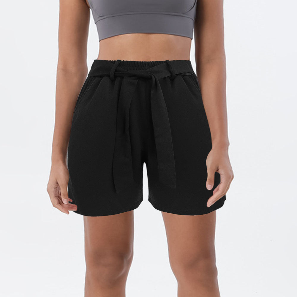 Casual women's pants with elastic waist and side tie belt Lune London
