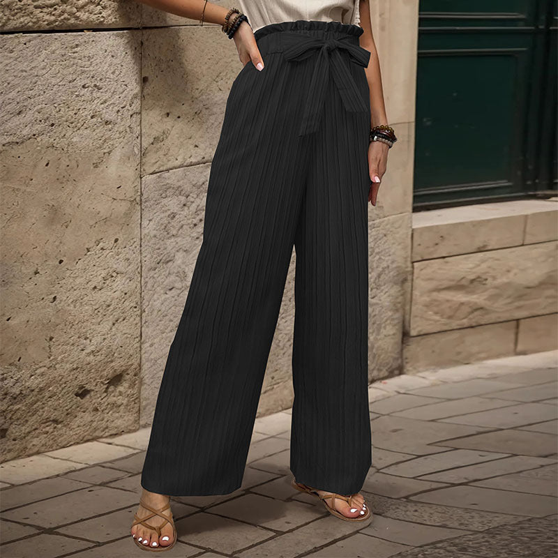 Pantalons plissés pour femmes avec ceinture élastique et ceinture à la taille Chic & Stil