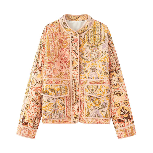 Veste élégante pour femmes rembourrée avec motif floral et poches extérieures pratiques Lune London