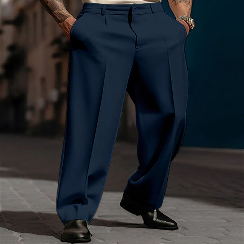 Men's Classic Suit Trousers with High Waistband and Wide Legs Lune London