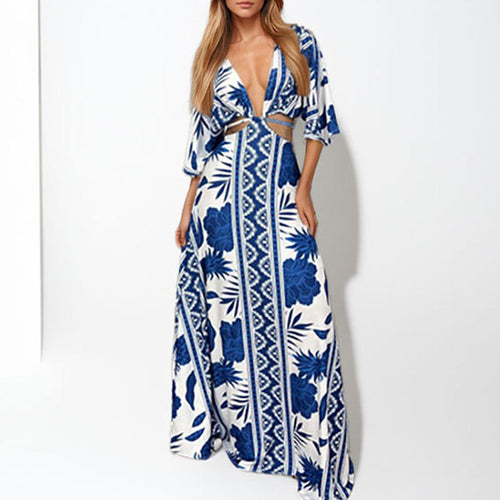 Robe maxi pour femmes avec des motifs élégants en vagues Chic & Stil