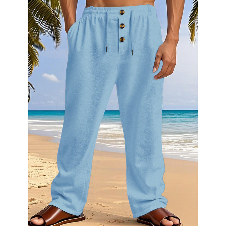 Comfortable summer leisure pants for men with elastic waistband and modern button details Lune London