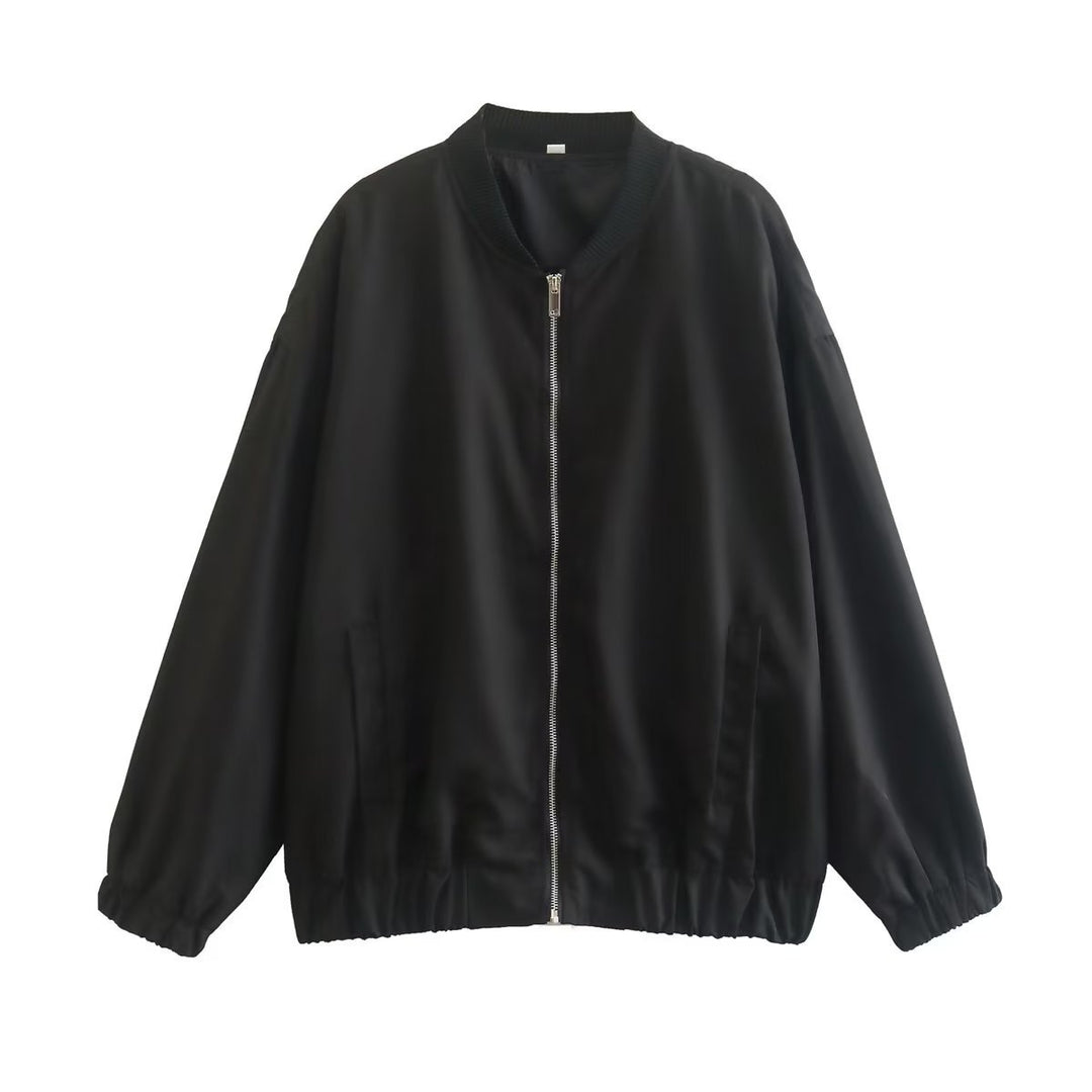 Casual bomber jacket for women in lightweight material with elastic hem and practical pockets Lune London