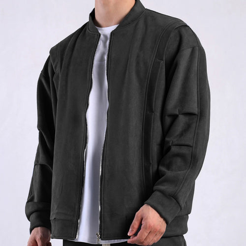 Stylish oversized jacket for women in soft faux leather with practical pockets and full zip Lune London