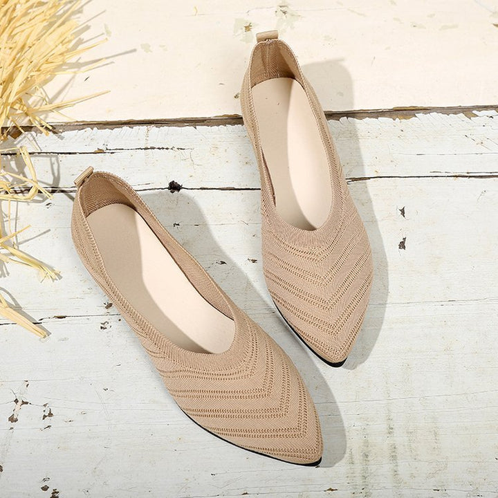 Women Elegant Lace Ballet Flats with Fashionable Knitted Design Lune London