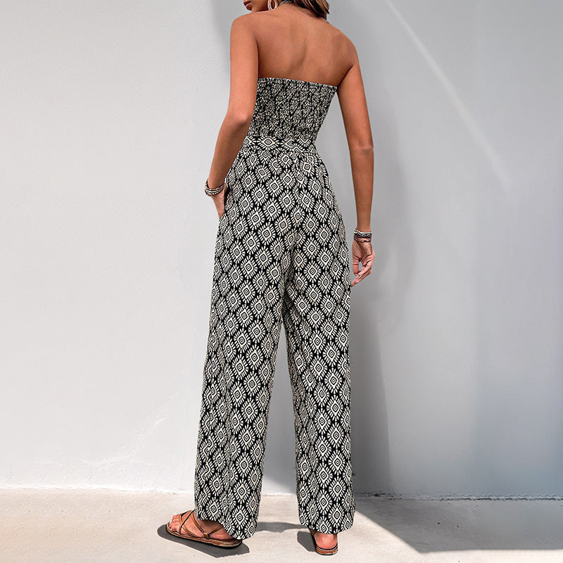 Casual jumpsuit for women with elastic top and trendy pattern Chic und Stil