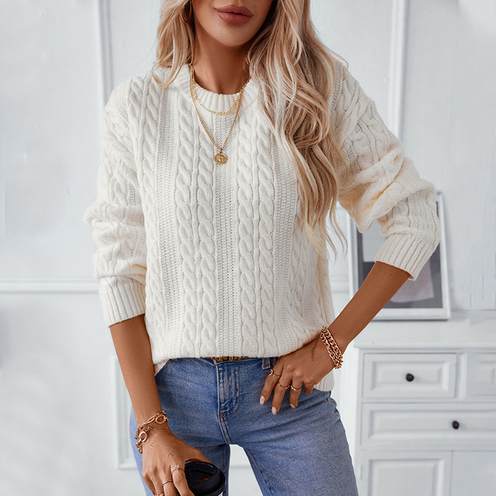Knit sweater for women with cable pattern and large edges Lune London