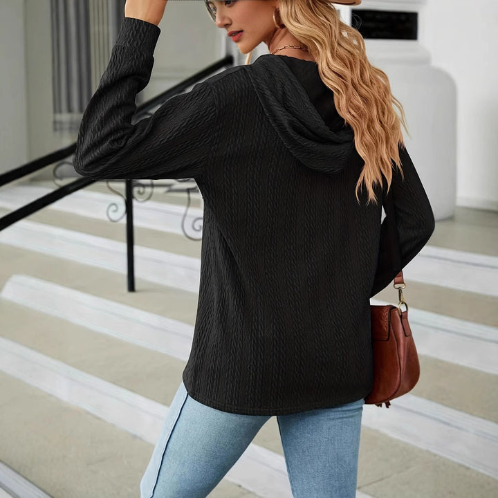 Women's hoodie in textured fabric with button detail Lune London